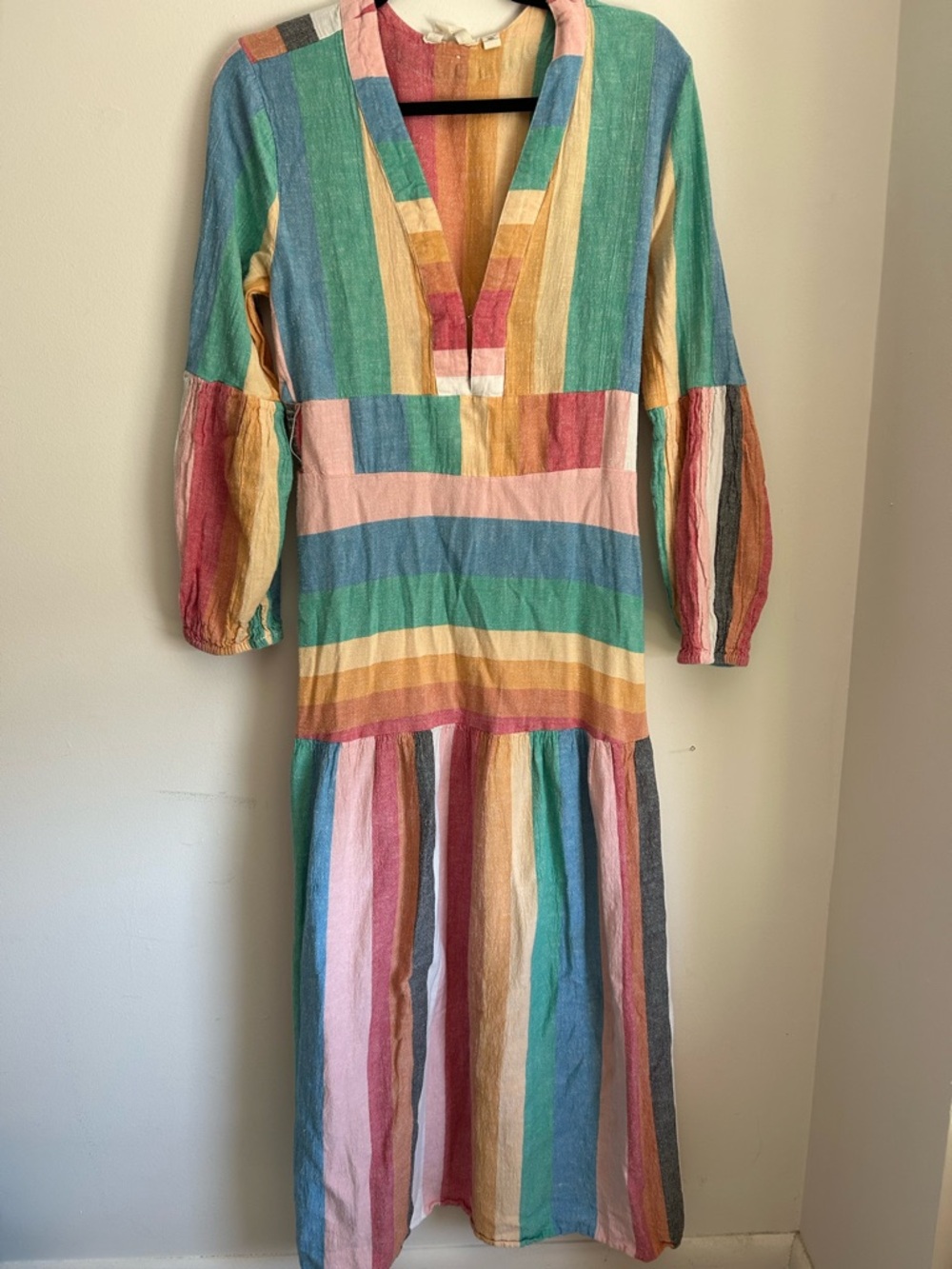 Billabong Multistripe V-Neck Maxi Dress in Pastel Rainbow
